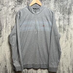 Travis Mathew Gray Striped 1/4 Zip Golf Pullover Size XXL Long Sleeve